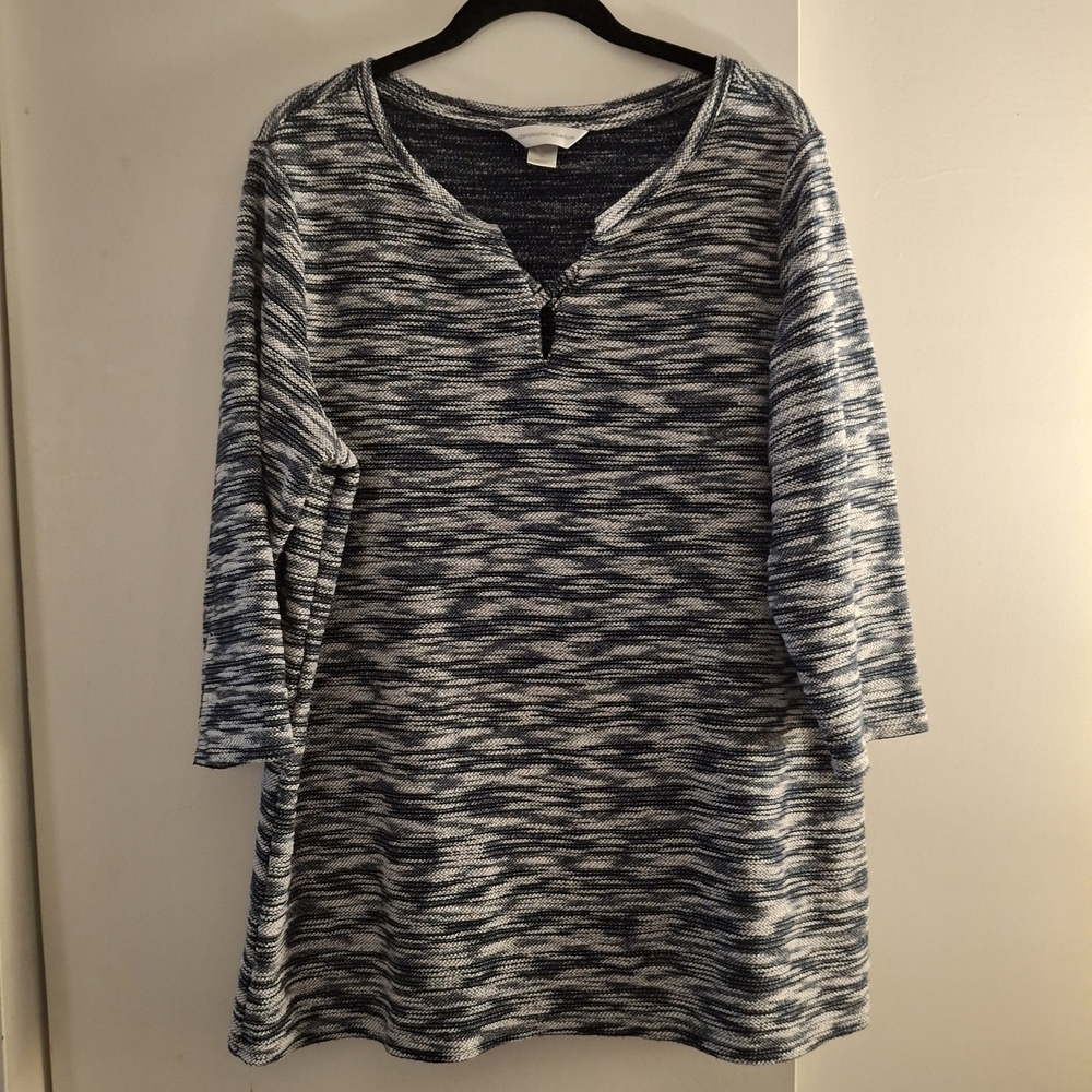 Christopher & Banks Navy and White Tunic Top